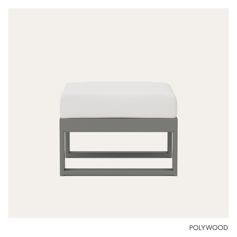 Repose-pieds modulaire d'extérieur avec coussin, Gris ardoise, Lin naturel