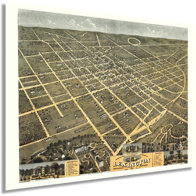 Vintage 1871 Lexington KY Map Poster