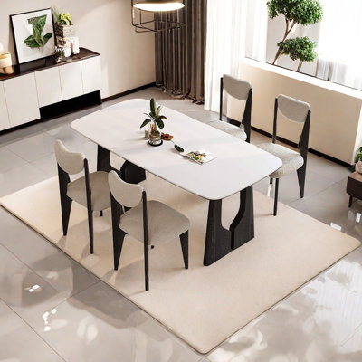 Table de salle à manger blanche en pierre frittée