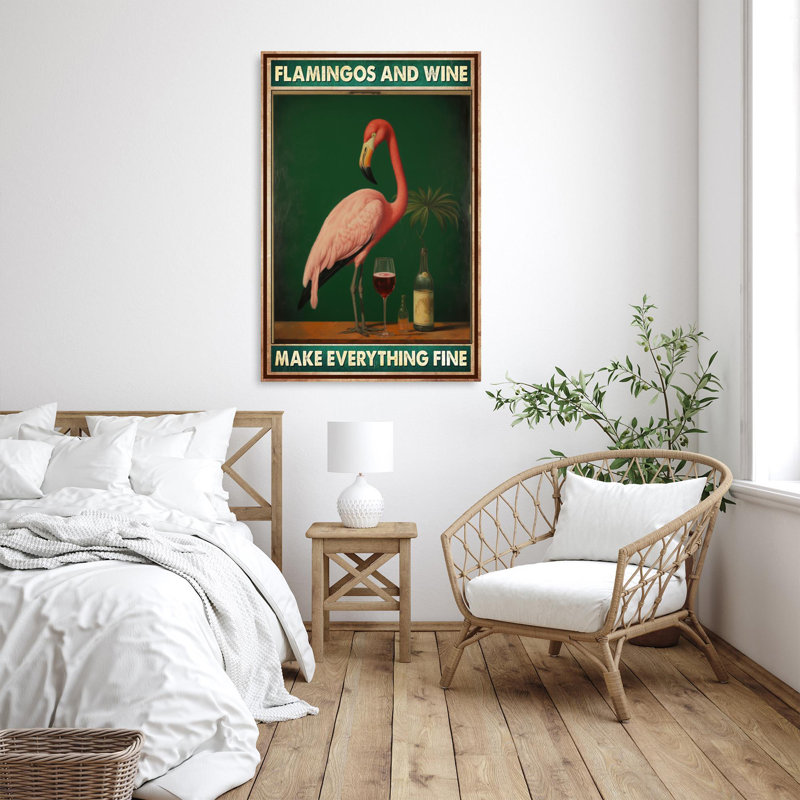 Flamants et vin 2, H 20 po x l 16 po x P 1,25 po