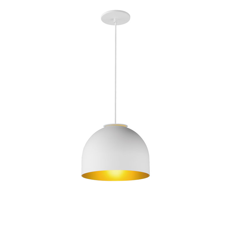 Luminaire suspendu en forme de dôme à 1 lumière M Elizabeth, Or/blanc, Or/blanc