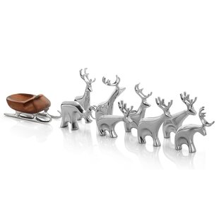 Nambe Mini Santa'S Reindeer 9 Pc Set