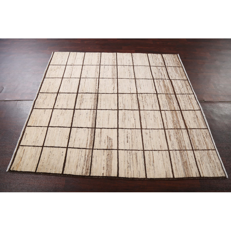 Tapis carré à carreaux Gabbeh 5 x 5