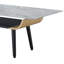 Table basse de 47 po, plateau en verre marbré, table en bois cintré et pieds noirs à texture grise 47 po, fabrication solide