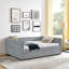 Lit de jour avec couchette rembourrée et capitonnée, avec deux tiroirs, grand lit, tissu Boucle (88 po x 65,5 po x 29,5 po)-1618792736