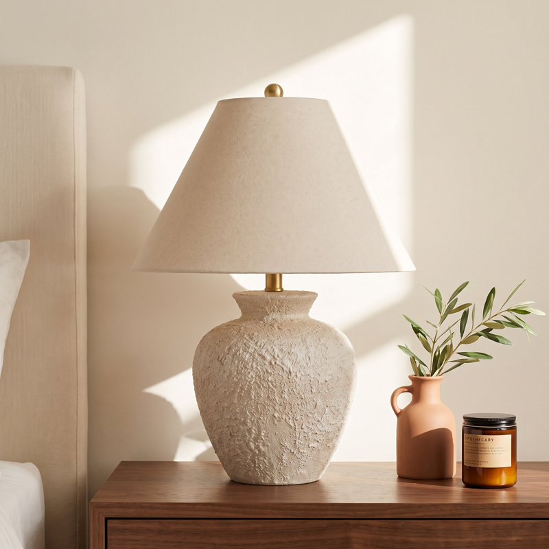 Calico Table Lamp, Cream Finish / Natural Shade