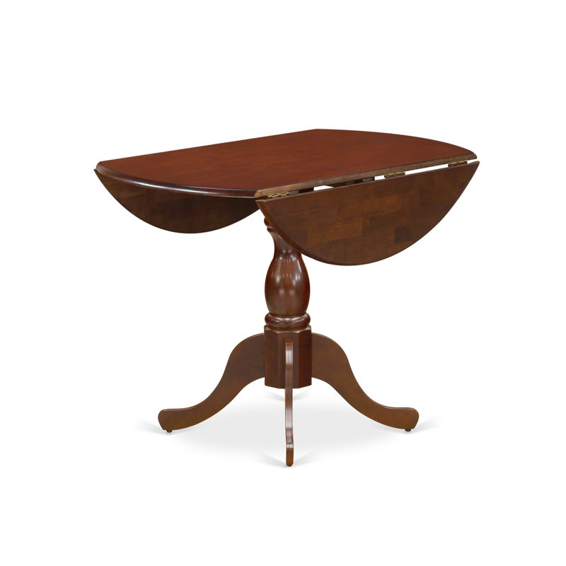 3 Piece Dining Set Contains a Round Dining Table with Dropleaf and 2 Kitchen Chairs, Mahogany, Mahogany, 3