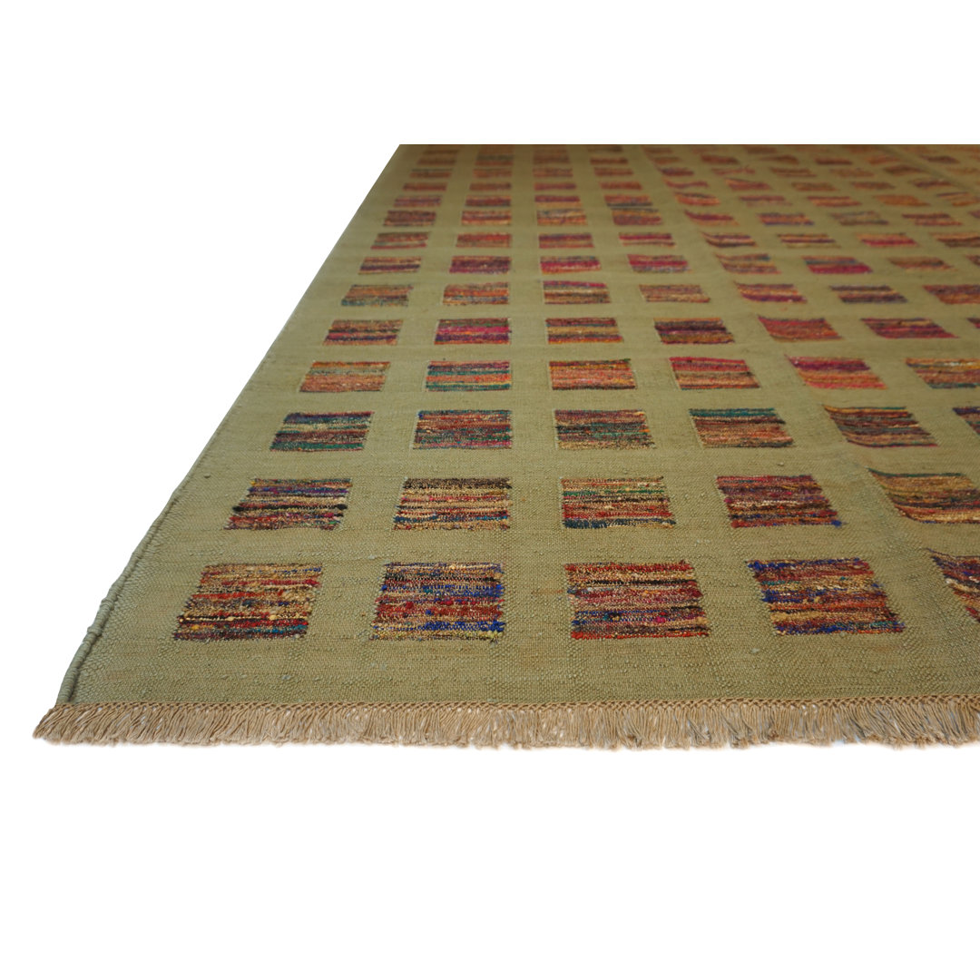 Metropolitan Geometric Handwoven Wool Sage Area Rug Samad Rugs Rug