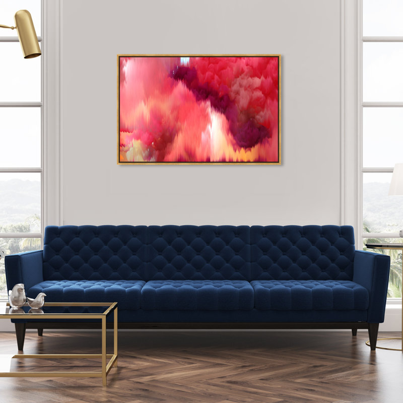 Large Vivanti Abstract - Peinture sur toile, Cadre doré, H 45 po x l 30 po