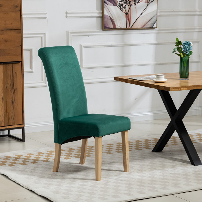 Rimini 0cm H Upholstered Dining Chair, Velvet/Green