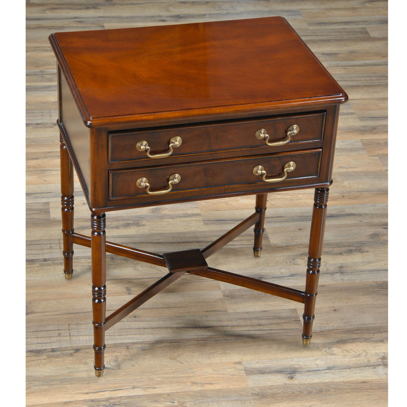 Table de bout à 2 tiroirs en bois massif Klahn