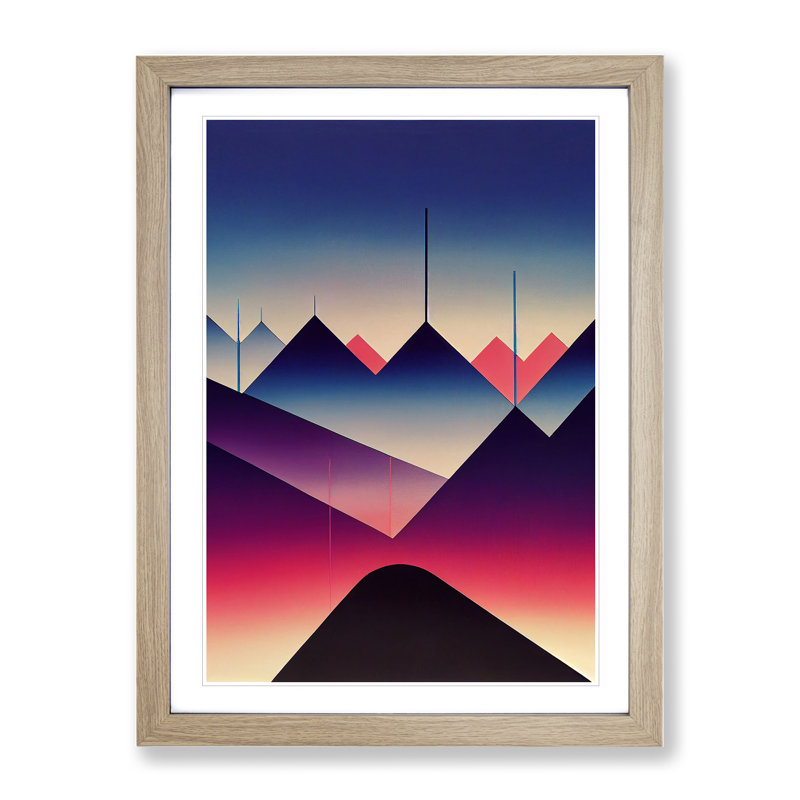 Triangular Architecture Abstract - Single Picture Frame Print, 64cm H x 46cm W x 2cm D, Oak 