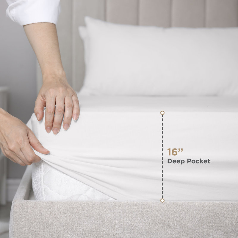 Supima 100% Cotton Standard Sheet Set, Bright White, Queen Sheet Set with 2 Pillowcases