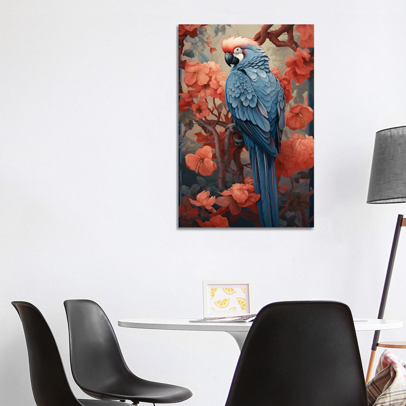 Parrot With Flowers by David Loblaw - Gallery-Wrapped Canvas Giclée on Canvas, 101.6 cm H x 66.04 cm W, Wrapped Canvas