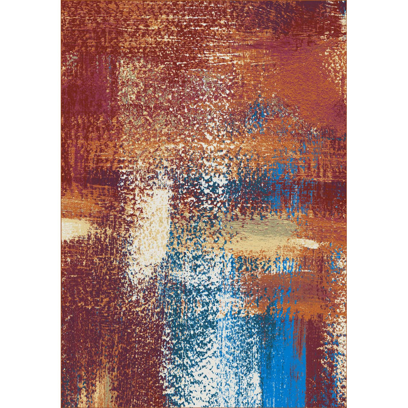 Tapis rouge abstrait 2 pi 8 po x 3 pi 11 po