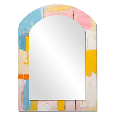 Pensées éphémères de Colorfields - peinture abstraite asymétrique, miroir mural unique, miroir arqué moderne, impression d'art en métal