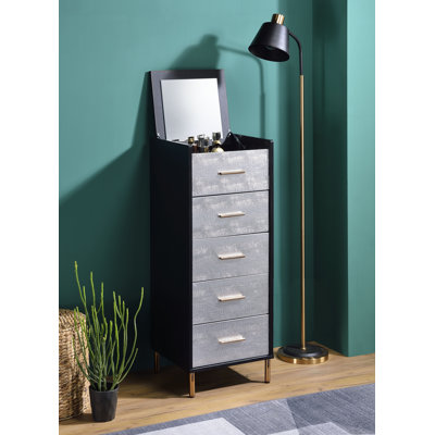 Black, Silver & Gold Finish Jewelry Armoire