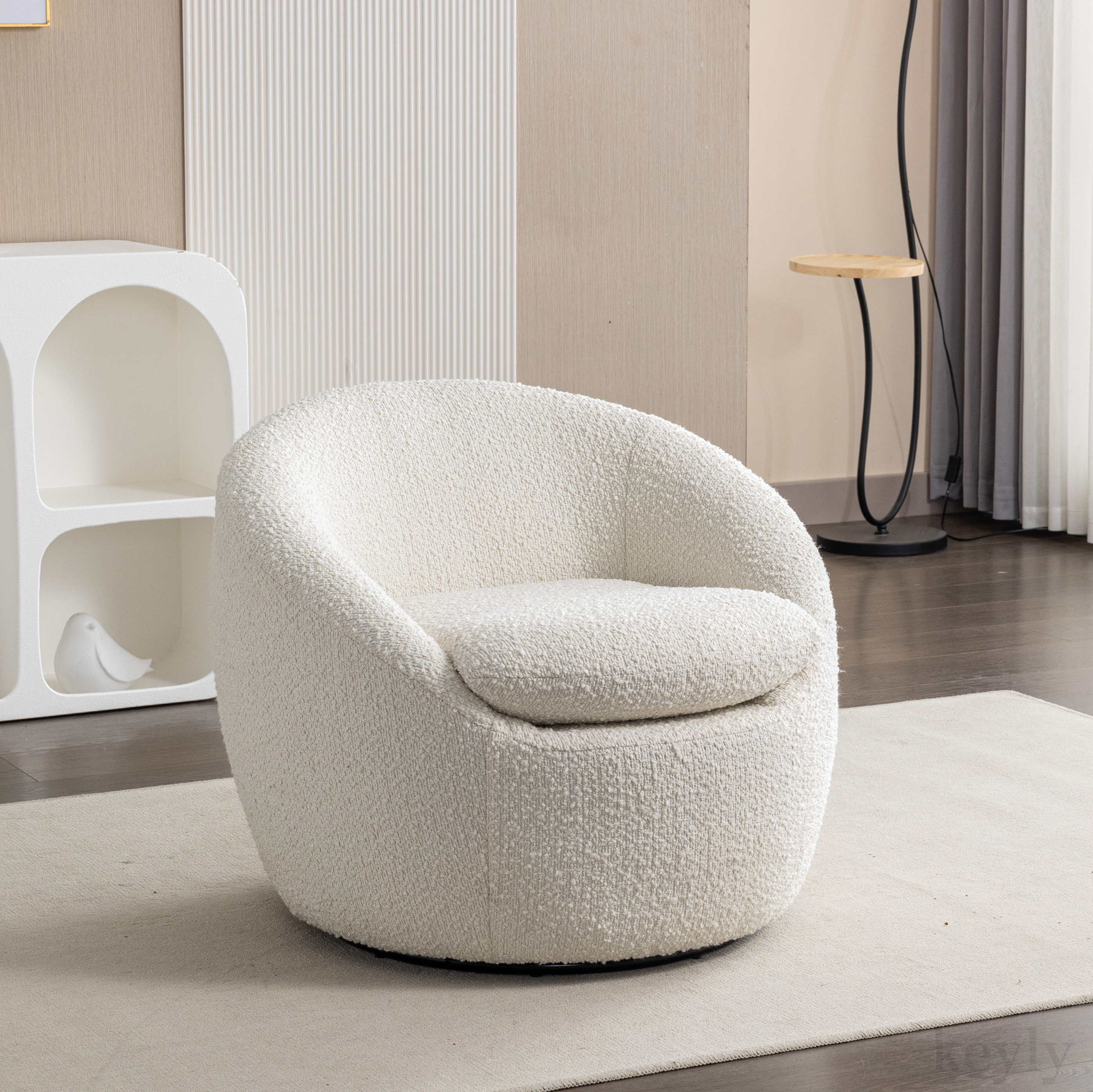 Latitude Run® Malwina Upholstered Swivel Barrel Chair 