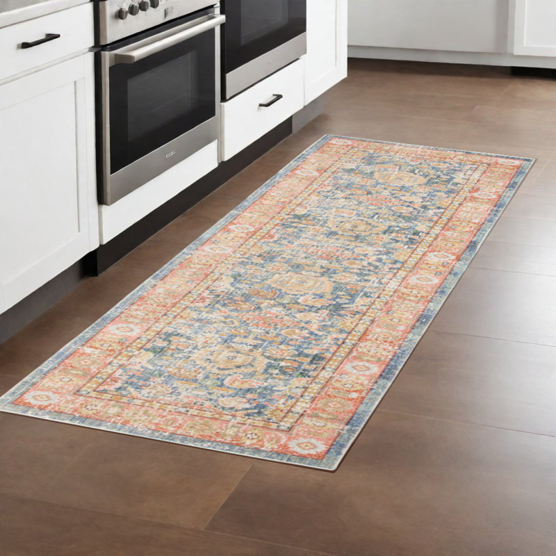 Tapis de couloir bleu 8 pi