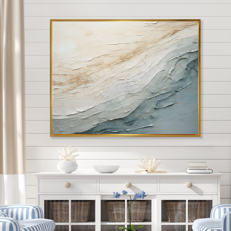 Cofsky - Coastal Minimalism Printed Wall Art, Floater Framed Print, 12" H x 20" W, Gold