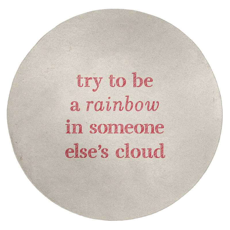 Tapis en chenille poly «Quotes», Rond 5 pi