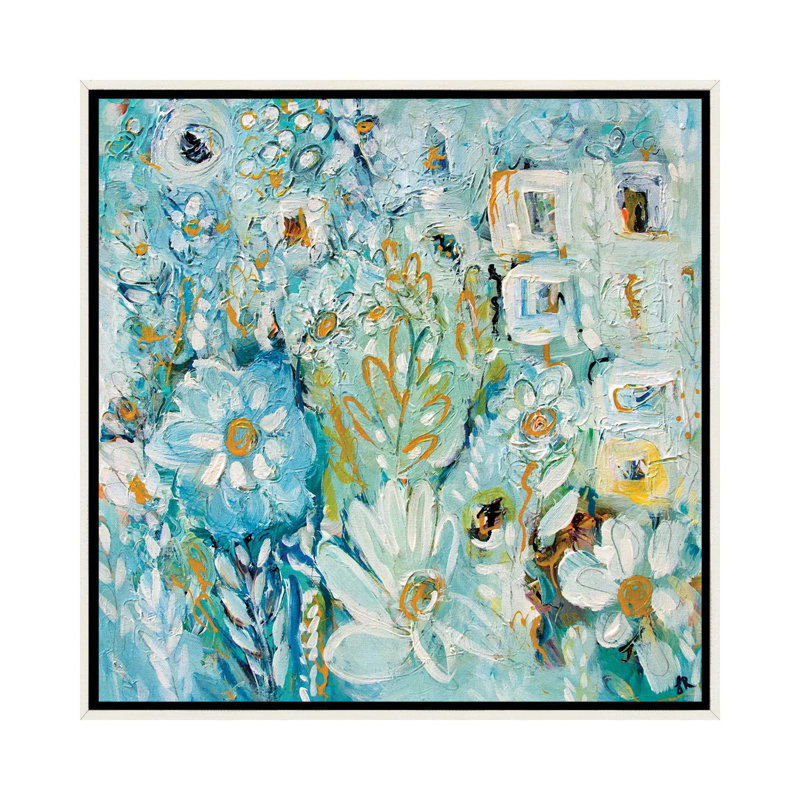 Blue Abode - impression d'art mural, H 18 po x l 18 po, Reproduction encadrée sans passe-partout, Blanc patiné