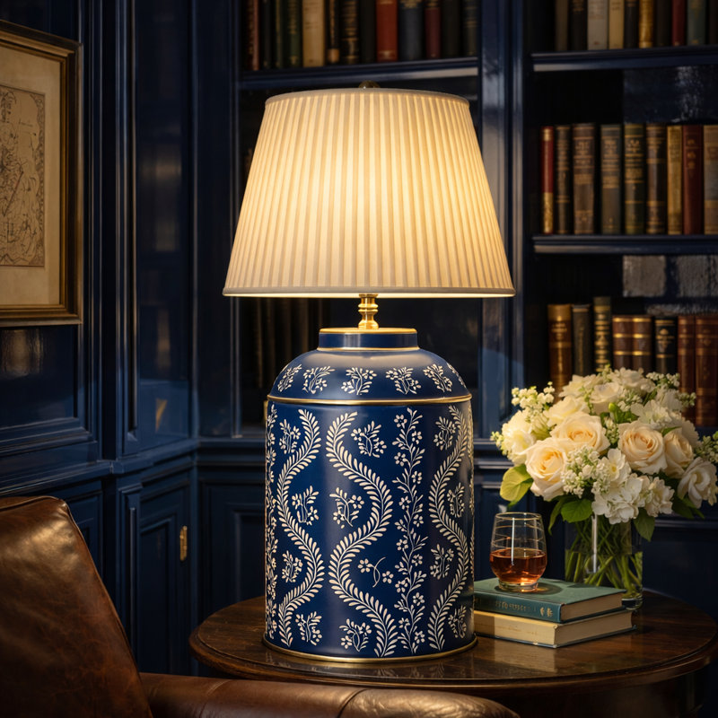 Bellman Table Lamp, Navy/White