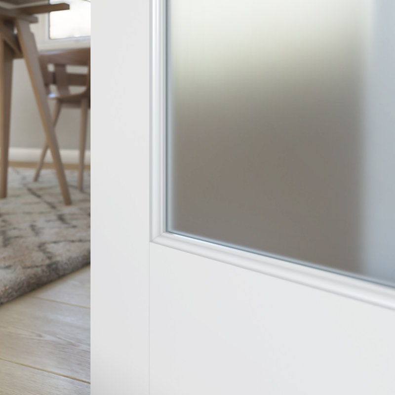 30" x 80" White Frosted Glass Solid Pine Interior Door Slab
