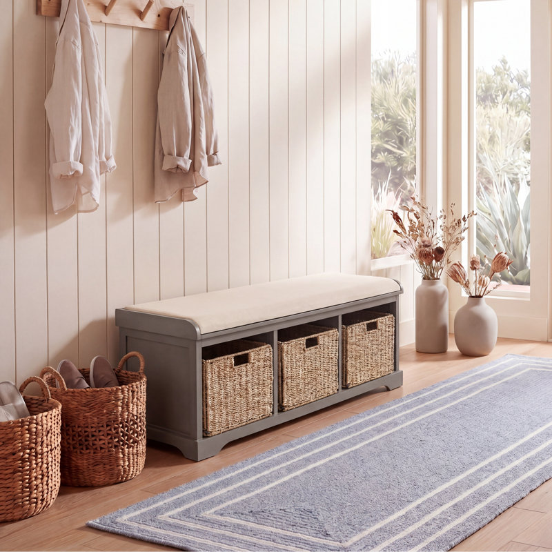 Painswick Canvas Upholstered Storage Bench, Gray