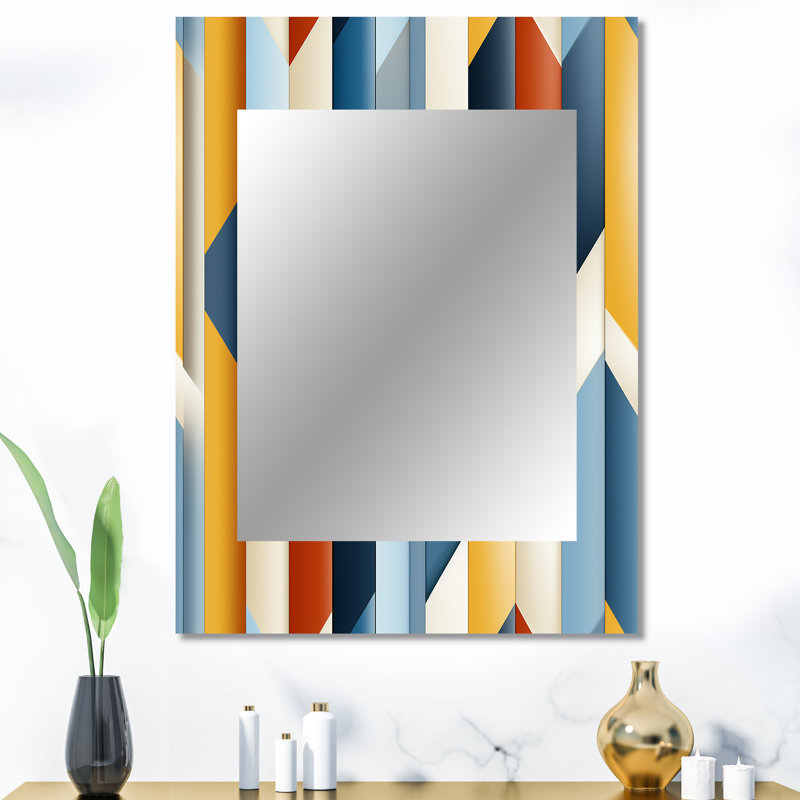Multicolor Striped Lines Pattern - striped  Large Wall Mirror, Modern Decorative Mirror, Printed Metal Art, 40" x 30"