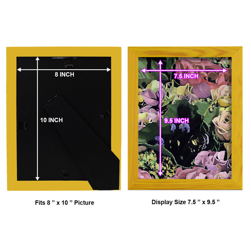 Motif floral sur fond noir IV, Jaune, H 11 po x l 9 po x P 1 po
