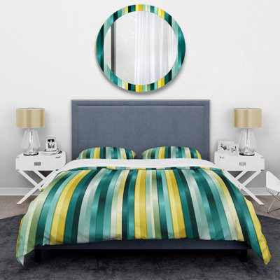 Green And Yellow Stripes Harmony Duvet Cover