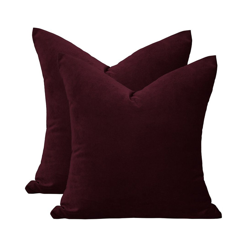 Matte Velvet Cushion Cover - 1 Pc, 35cm x 35cm, Mulberry Currant Sangria