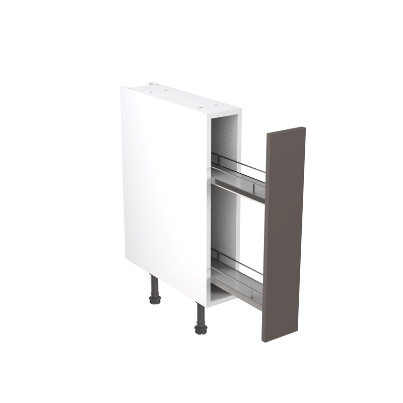 KitchenKit Flatpack Slab Gloss Base Unit With Pull-Out, Graphite