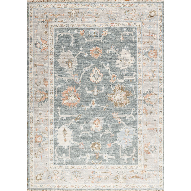 Cascade Hand Knotted Wool Area Rug in Gray, Rectangle 8' x 10'