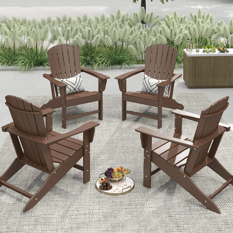 Hdpe Outdoor Adirondack Chair (set Of 4 ), Brownwood
