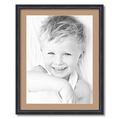 Black Wood Matte Picture Frame with Mat