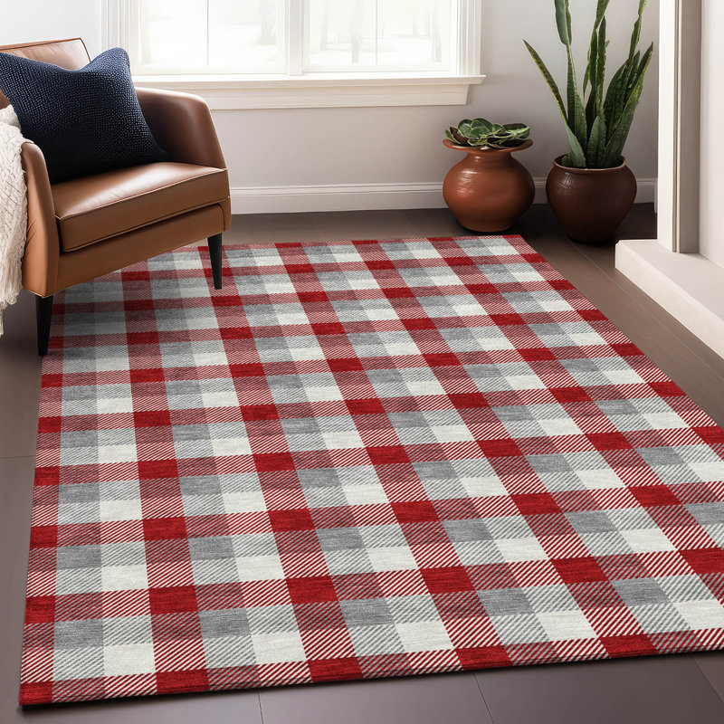 Tapis intérieur / extérieur rouge Nahlia , 5 pi x 7 pi 6 po