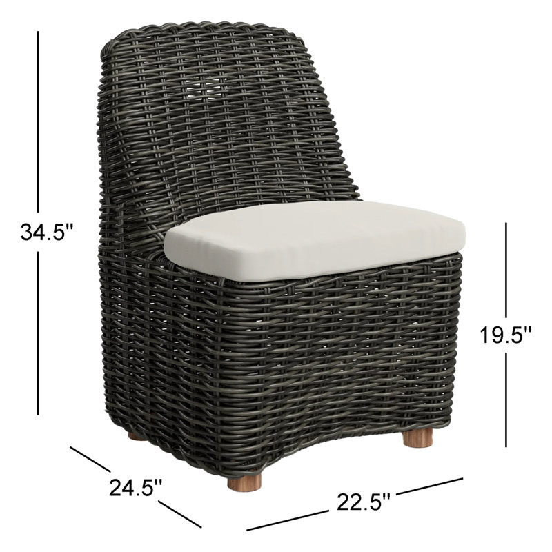 Messina Outdoor Dining Side Chair, Chunky Charcoal