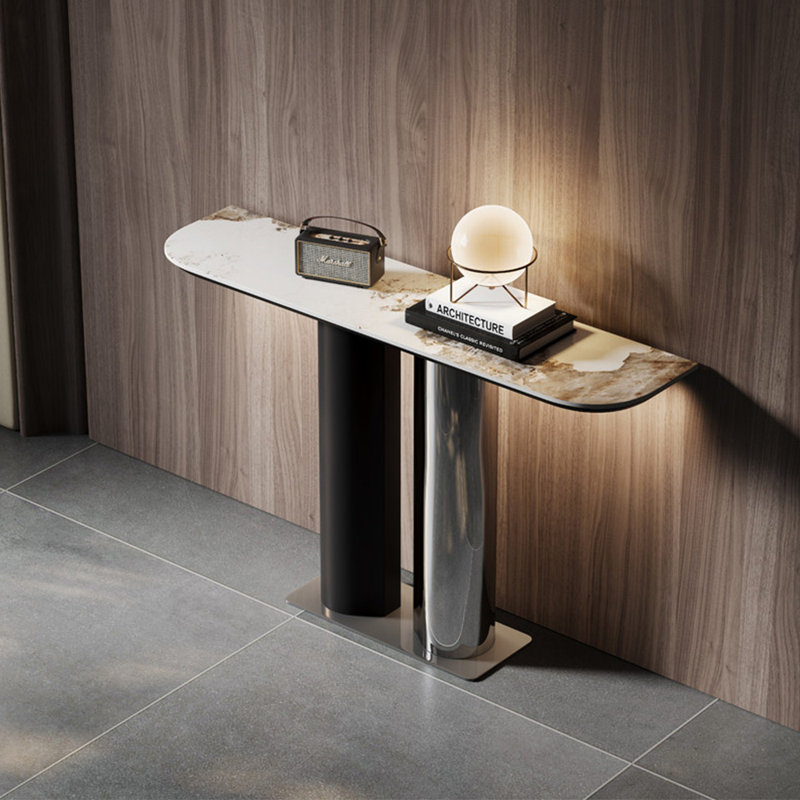 Console en pierre frittée de style italien, 33,4 po H x 55 po L x 13,7 po P