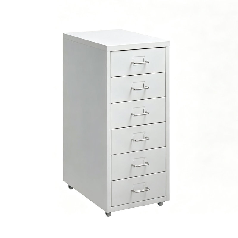 6-Drawer Mobile File Cabinet, Rolling Filing Organizer with Casters for Home,Office and School, White