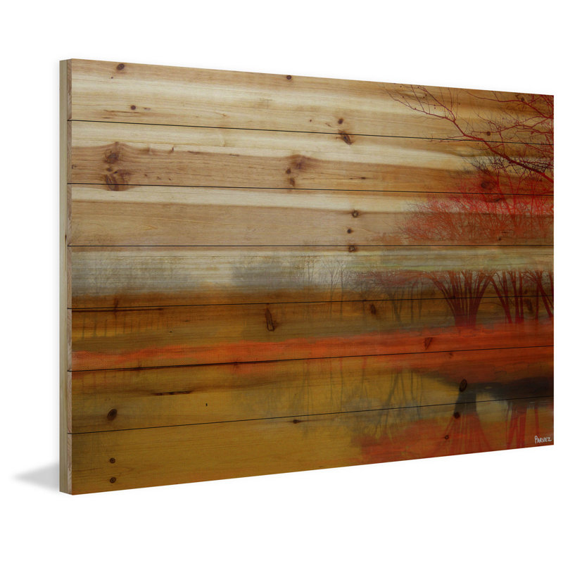 «Lake Morning Mist» par Parvez Taj, reproduction sur bois, H 24 po x l 36 po x p 1,5 po