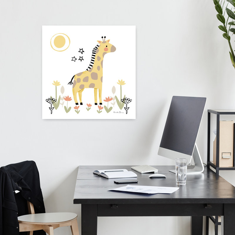 Bébé girafe, art floral contemporain, H 18 po x l 18 po