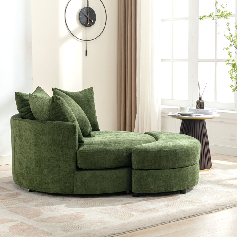 Fauteuil demi-tonneau pivotant à 360 ° Edene, Chenille verte