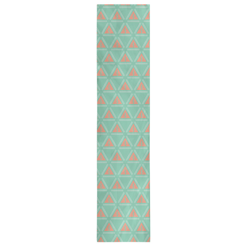 Chemin de table d’arbre minimaliste classic Barbra, 16 po x 90 po, Vert / Orange
