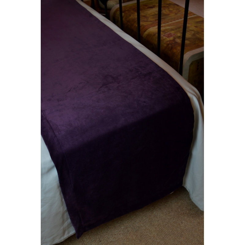 Silk Bed Runner, Aubergine Purple, 20" x 64", 1.21