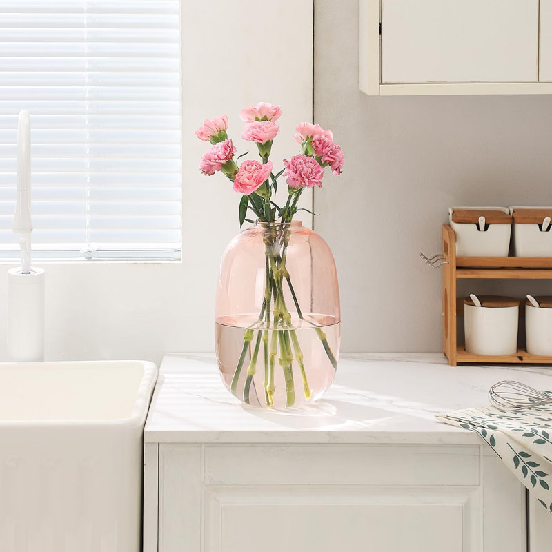 Vase de table en verre Narron, Rose