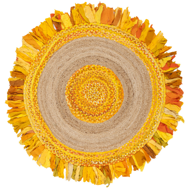 Tapis en coton / jute tissé à la main Knowles, Rond 4 pi