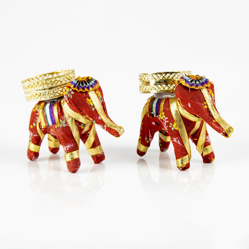 2 Piece Metal Tabletop Tealight Holder Set, Red