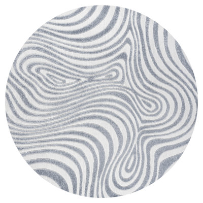 Maribo High-Low Abstract Groovy Striped Light Blue/Ivory Indoor/Outdoor Rug